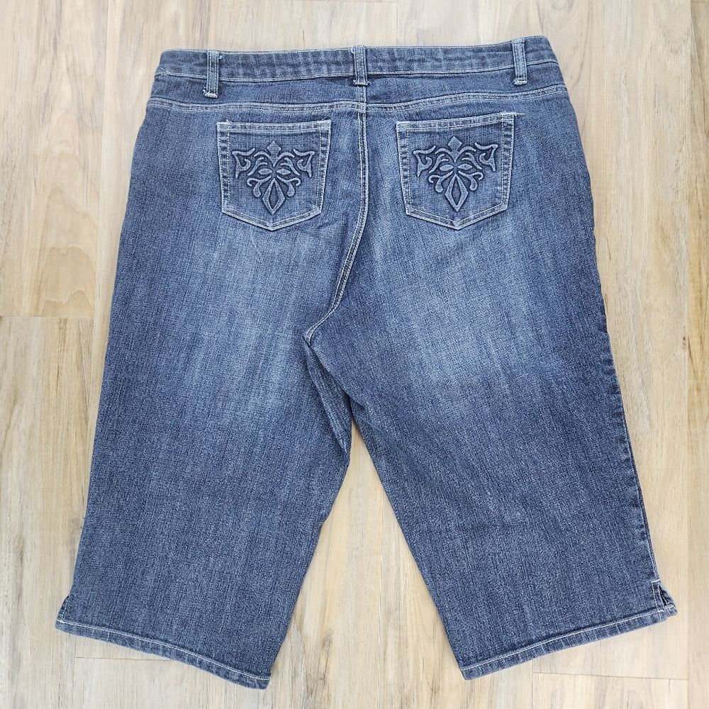 Swak Gray Embossed Back Pocket Capri Jeans Size 18 — image 3 of 8